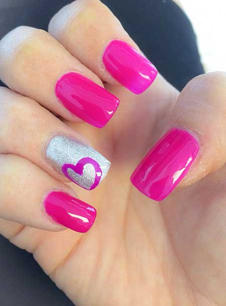 Pink, Pink Nail, Hot Pink, Glitter, Accent Nail, Hot, Accent, Idea, S 
