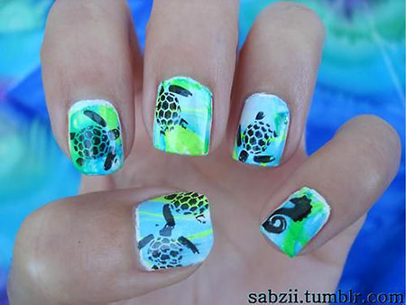 Nail Design with Turtle, Week Good Cool Hello