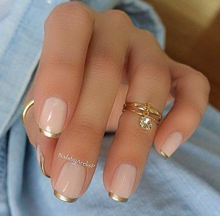 Manicure French Gold Cute